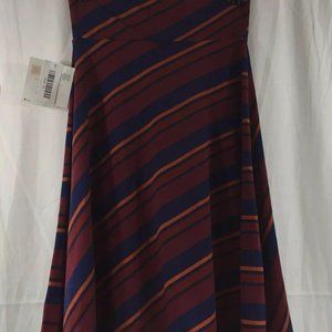 New LuLaroe Azure Skirt  Blue W/ Orange & Burgundy